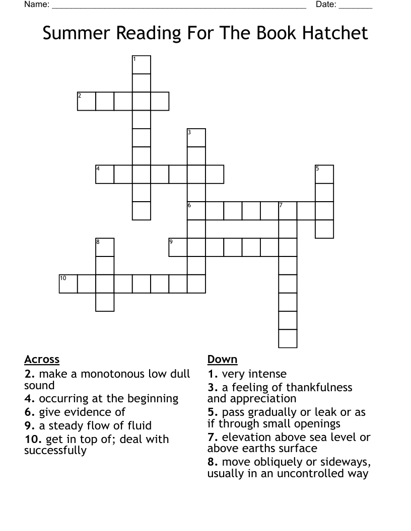 Summer Reading For The Book Hatchet Crossword