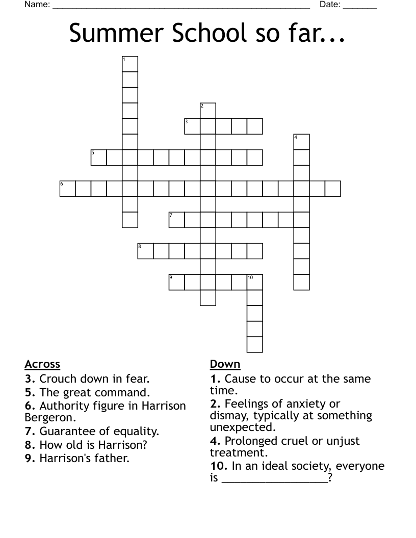 Summer School so far... Crossword