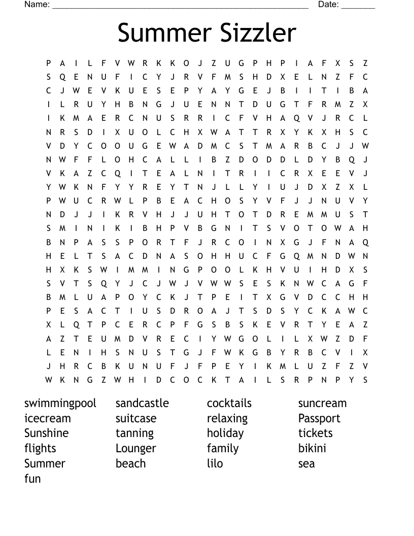 Summer Sizzler  Word Search