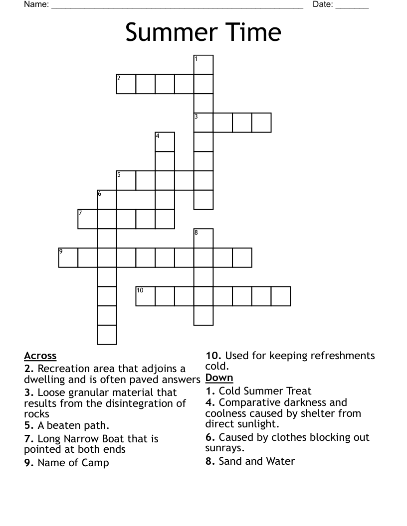 Summer Time Crossword