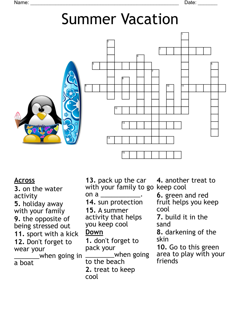Summer Vacation Crossword