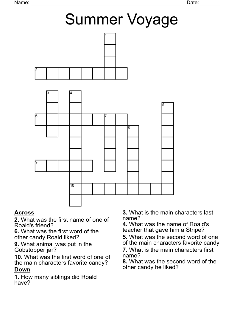 Summer Voyage Crossword