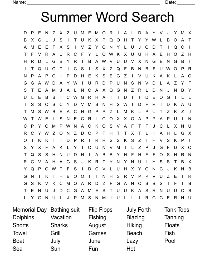 Summer Word Search