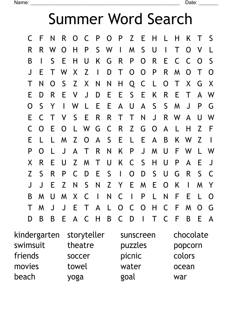 Summer Word Search