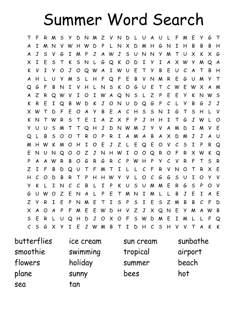 Summer Word Search