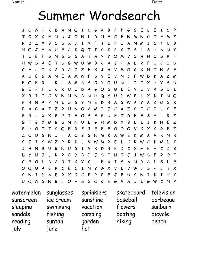 Summer Wordsearch