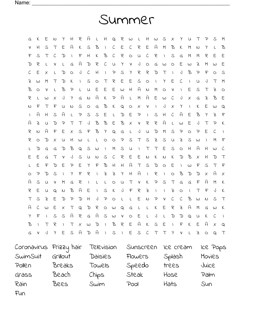Summer  Word Search