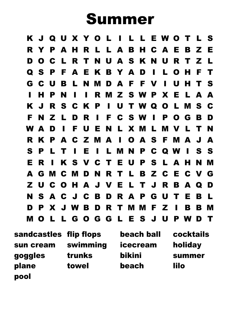 Summer  Word Search