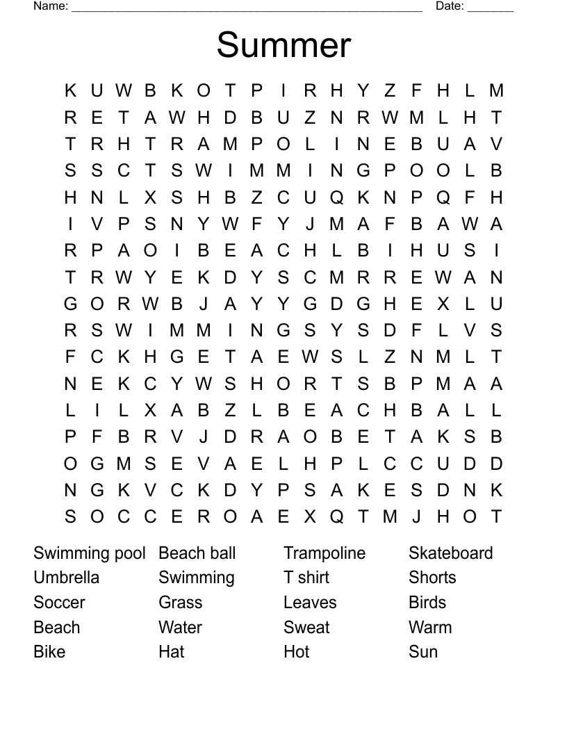 Summer  Word Search