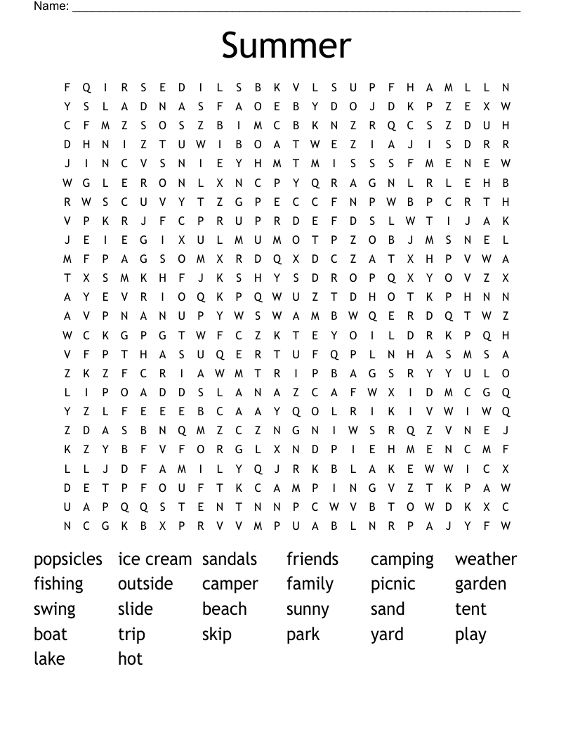 Summer  Word Search
