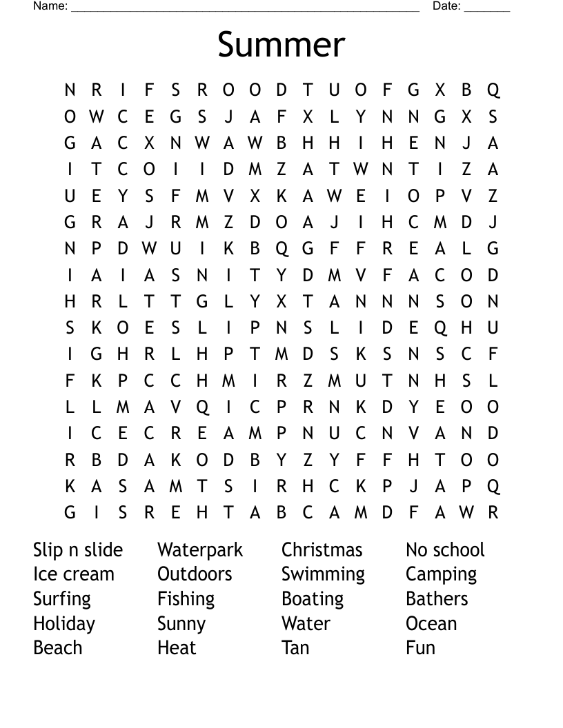 Summer  Word Search