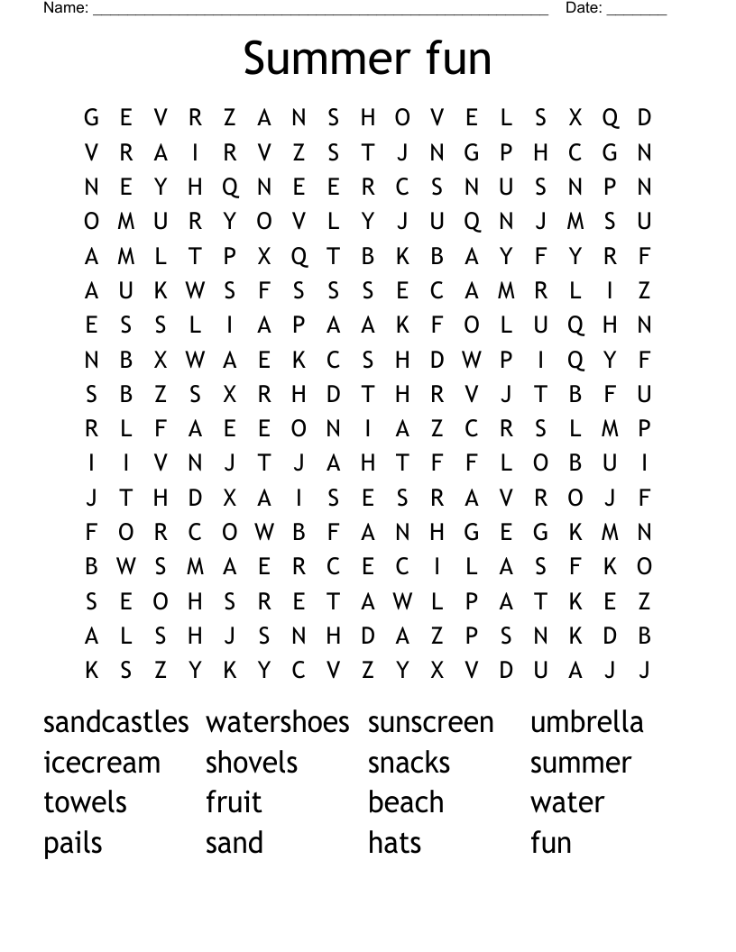 Summer fun Word Search