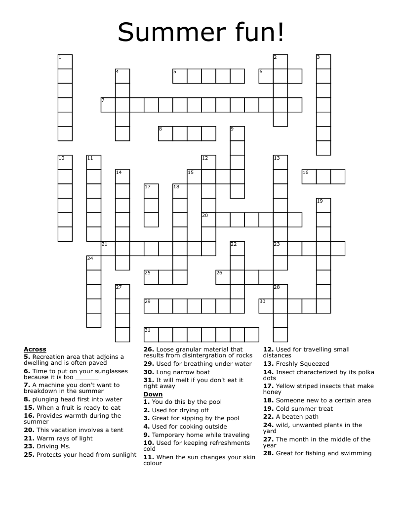 Summer fun! Crossword