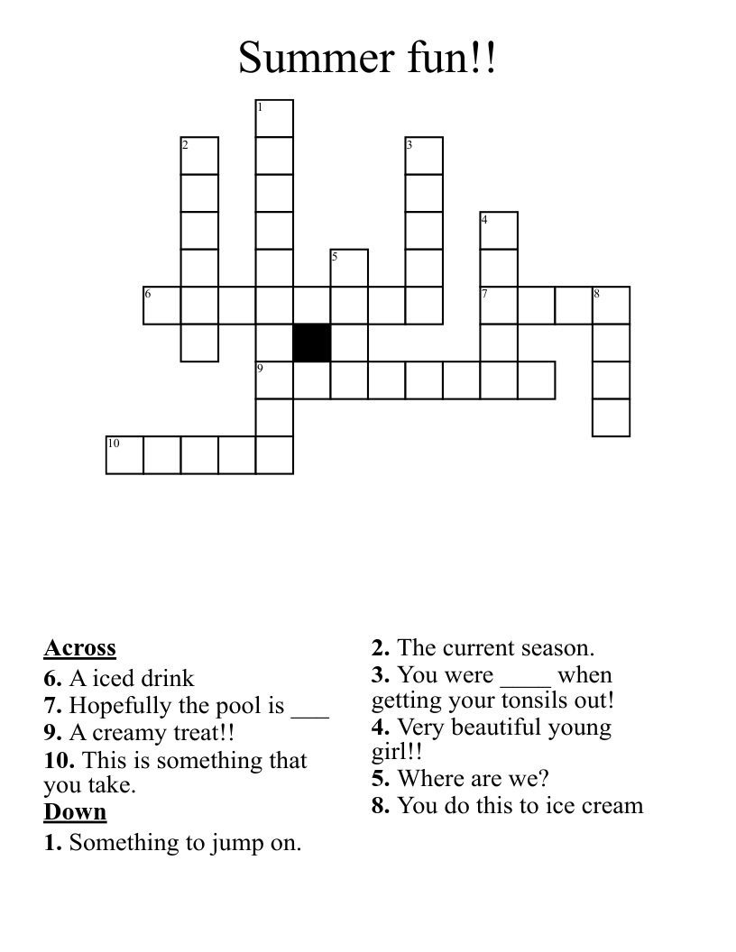 Summer fun!! Crossword