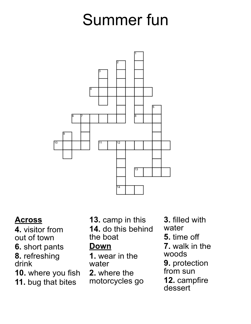 Summer fun Crossword