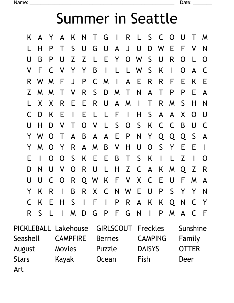 Summer in Seattle  Word Search