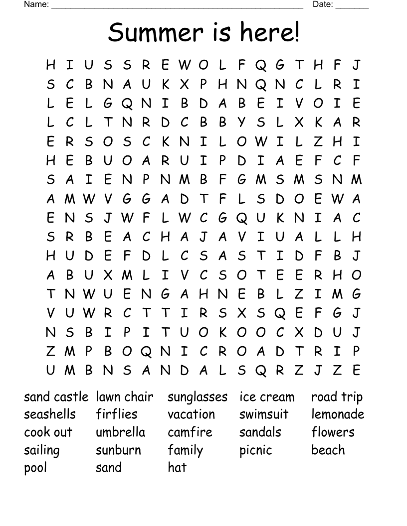 Summer is here! Word Search