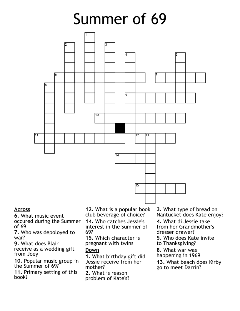 Summer of 69 Crossword