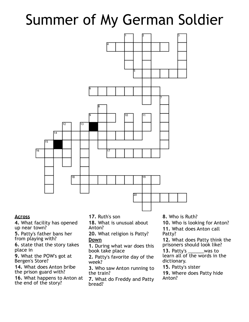 Summer of My German Soldier Crossword