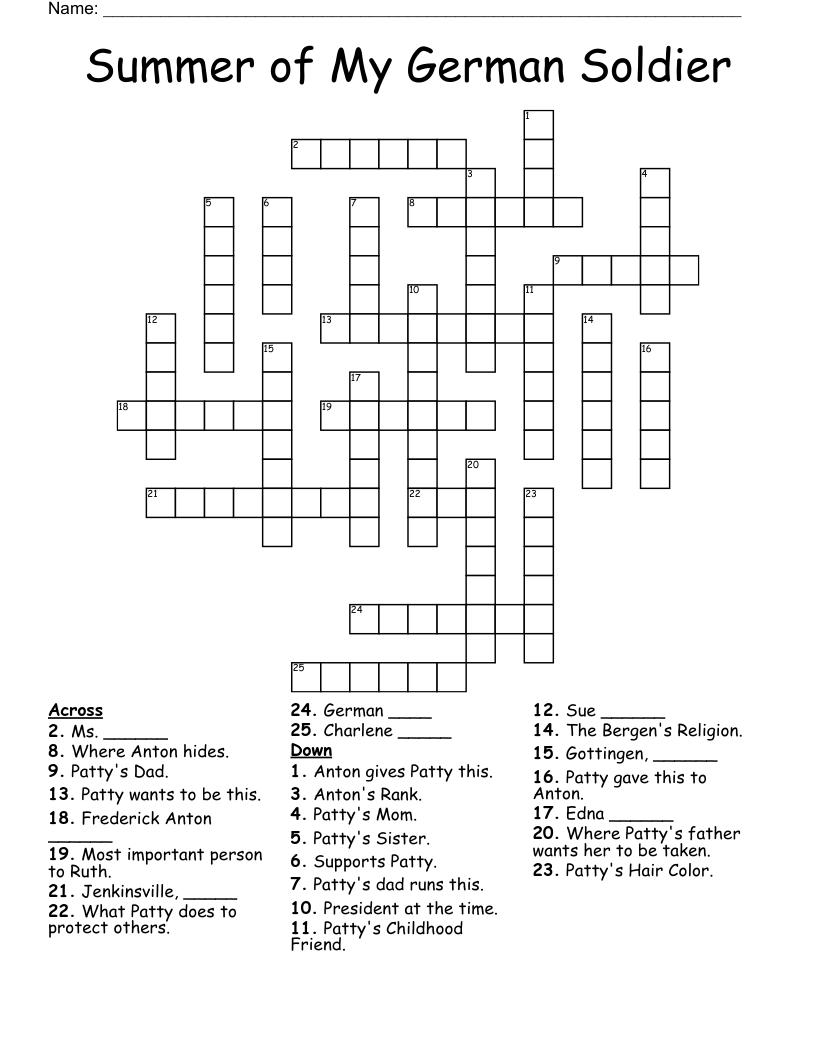 Summer of My German Soldier Crossword