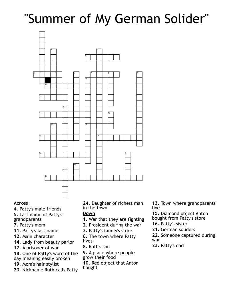 "Summer of My German Solider" Crossword