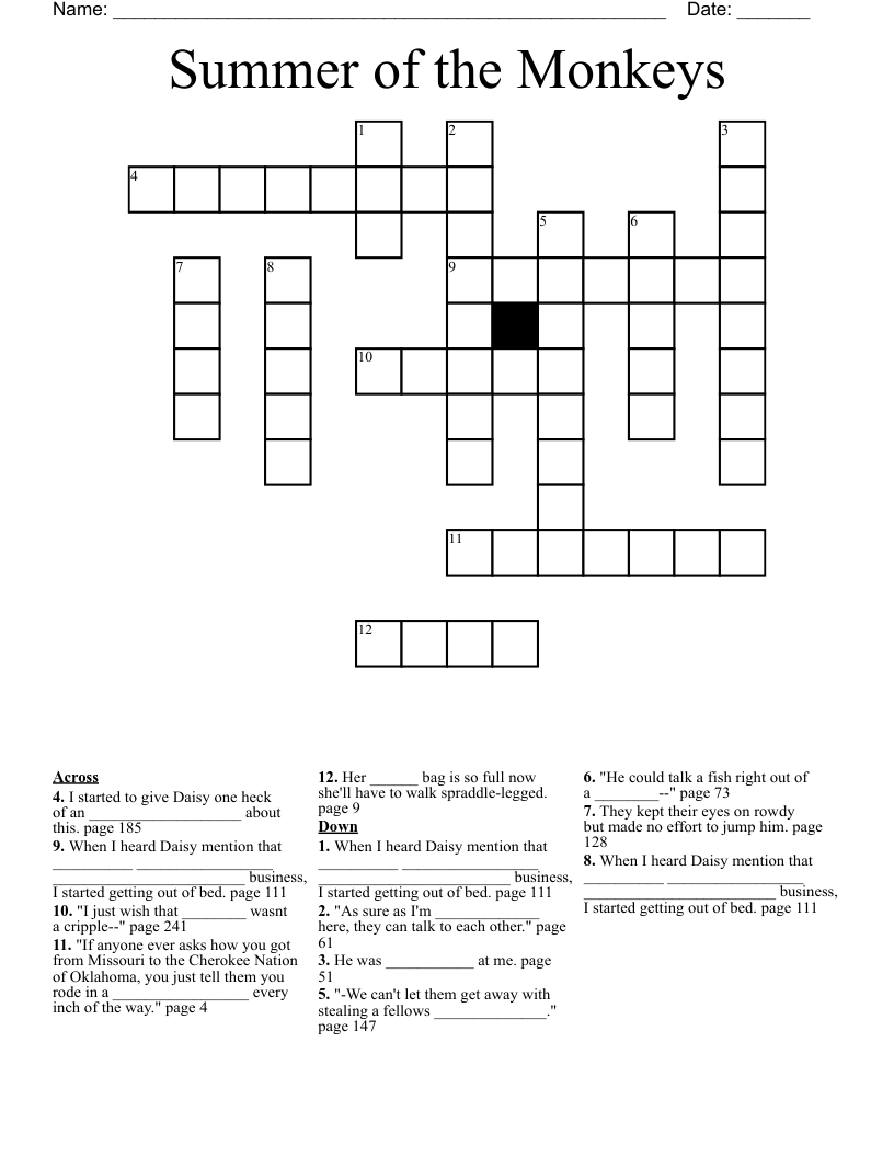 Summer of the Monkeys Crossword