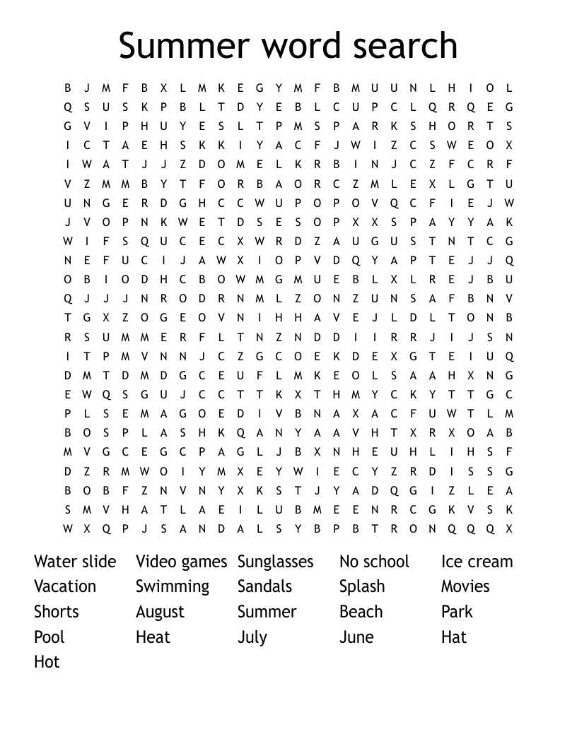 Summer word search 
