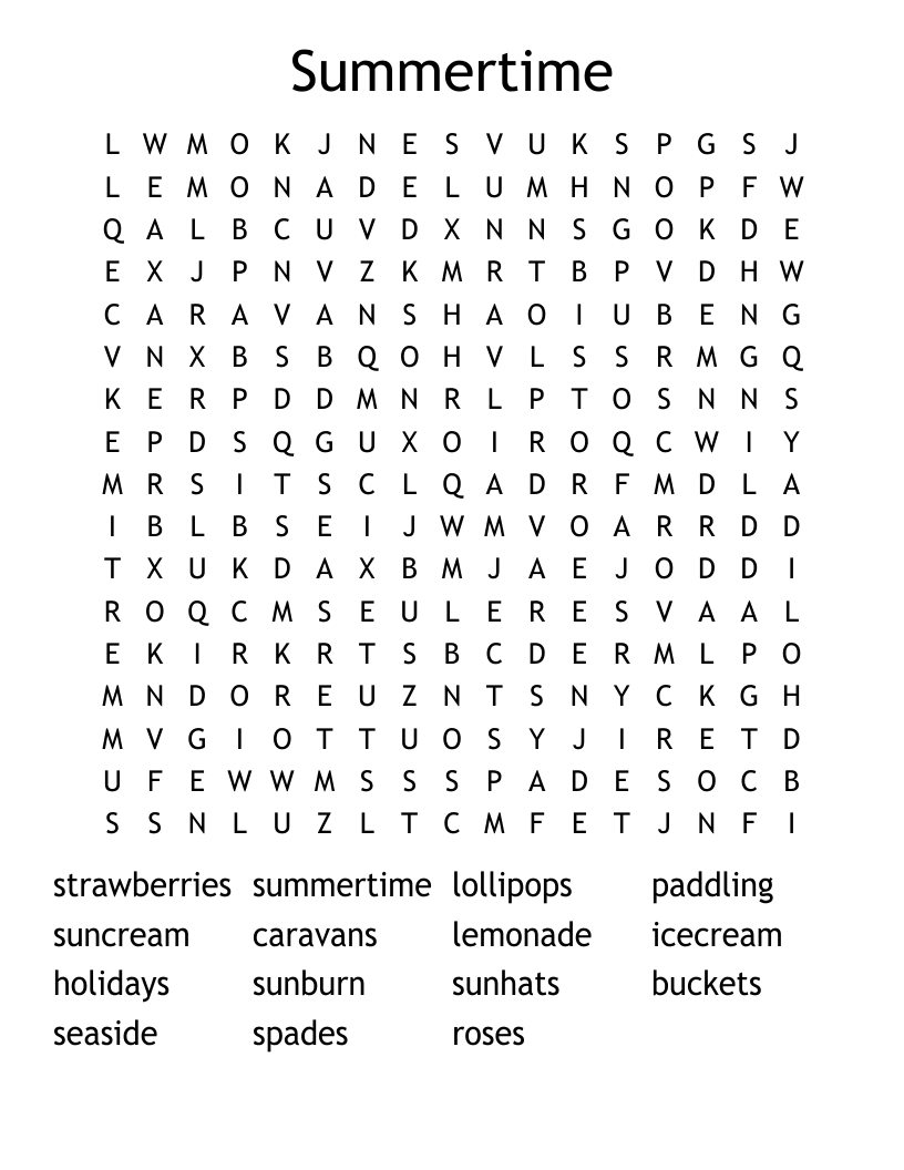 Summertime Word Search