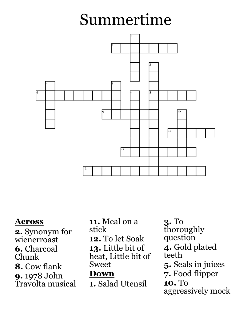 Summertime Crossword