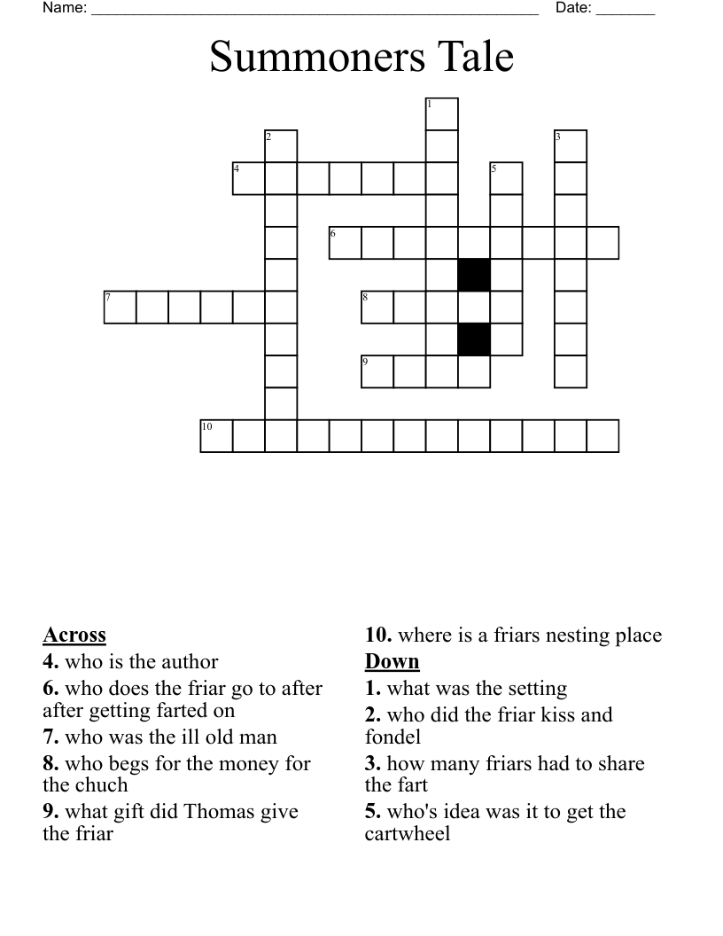 Summoners Tale Crossword