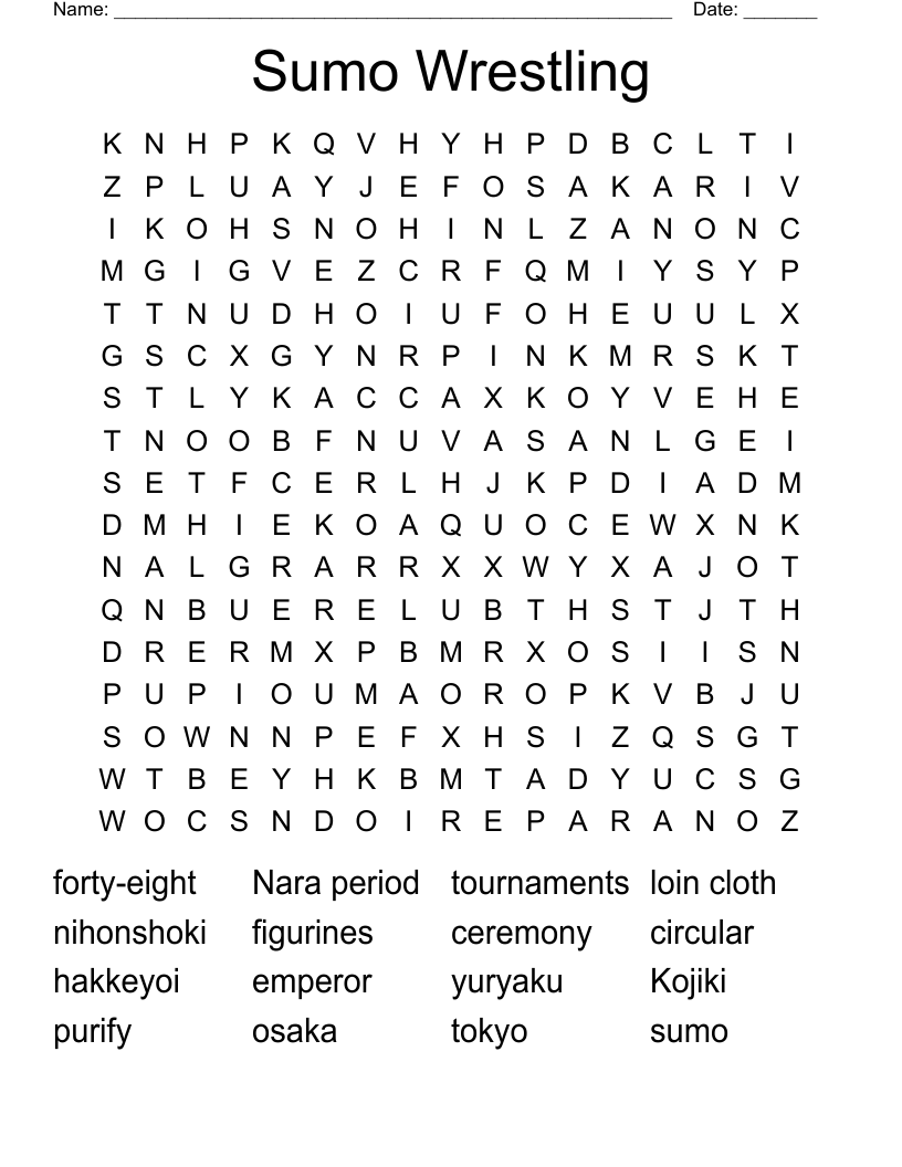 Sumo Wrestling Word Search