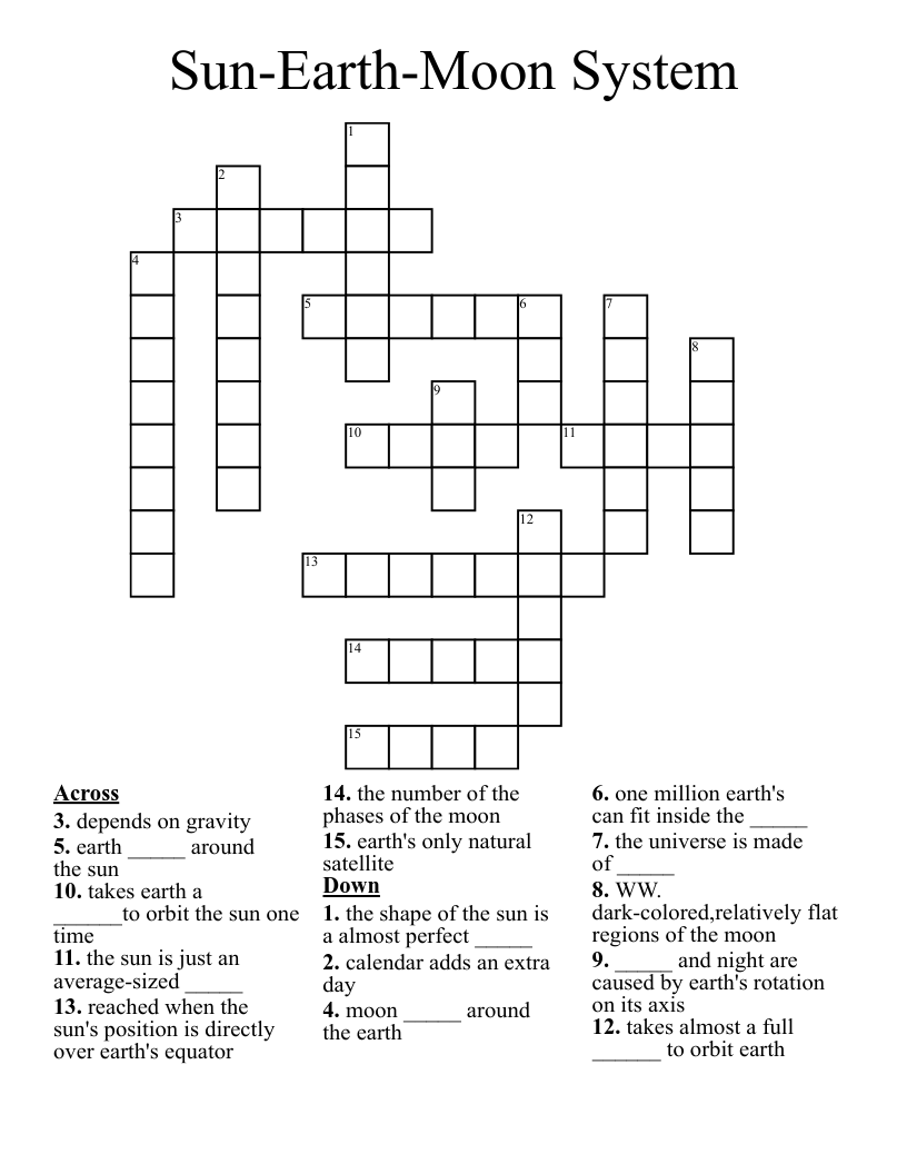 Sun-Earth-Moon System Crossword
