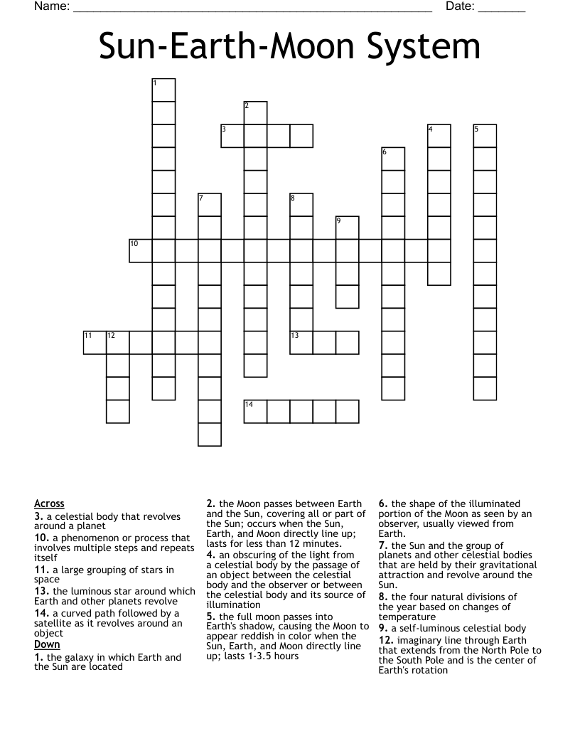 Sun-Earth-Moon System Crossword