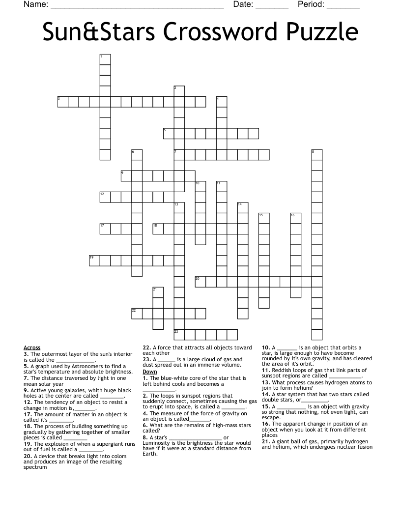 Sun&Stars Crossword Puzzle