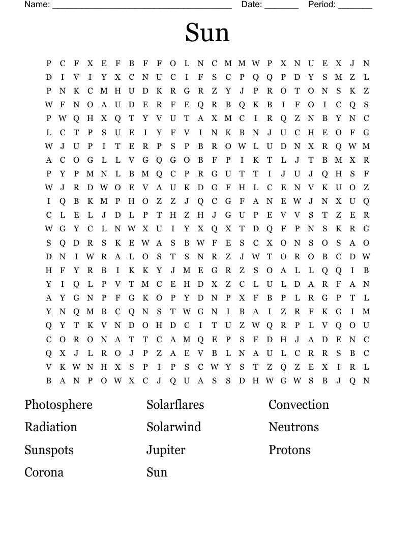 Sun Word Search