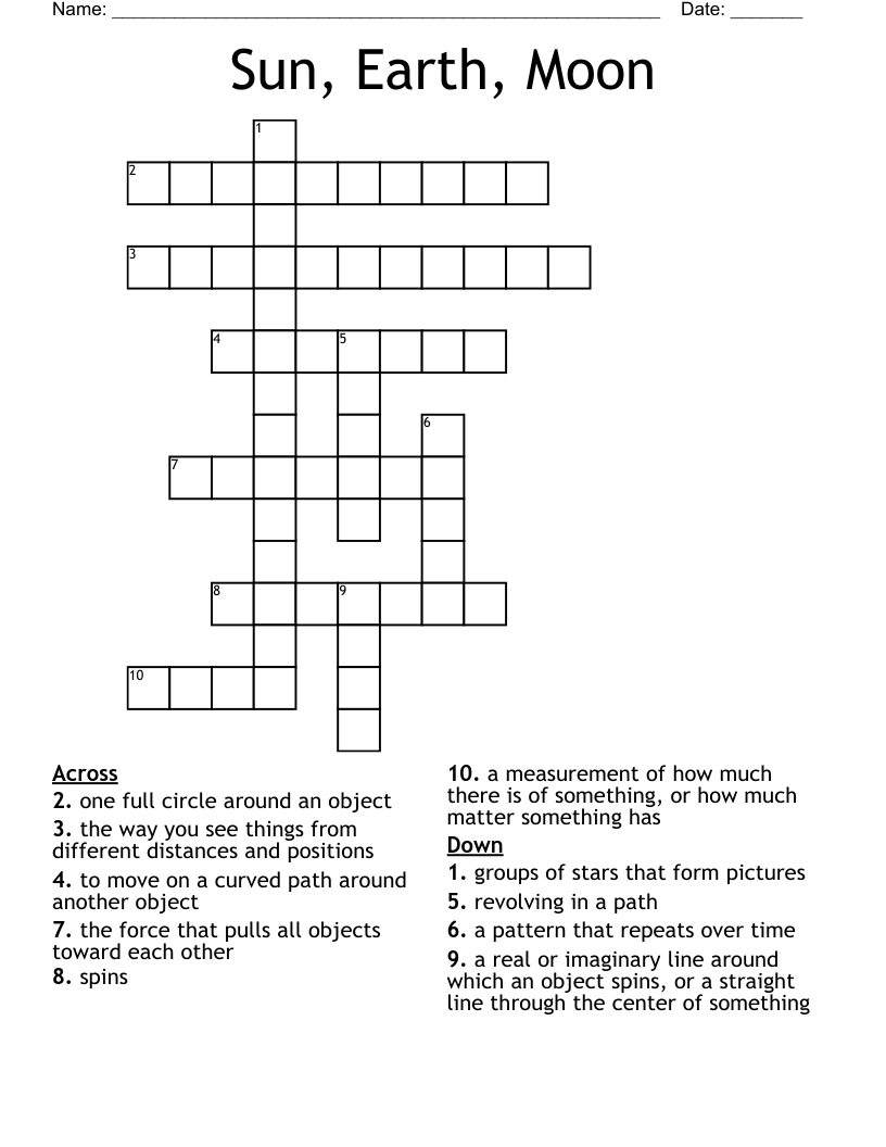 Sun, Earth, Moon Crossword