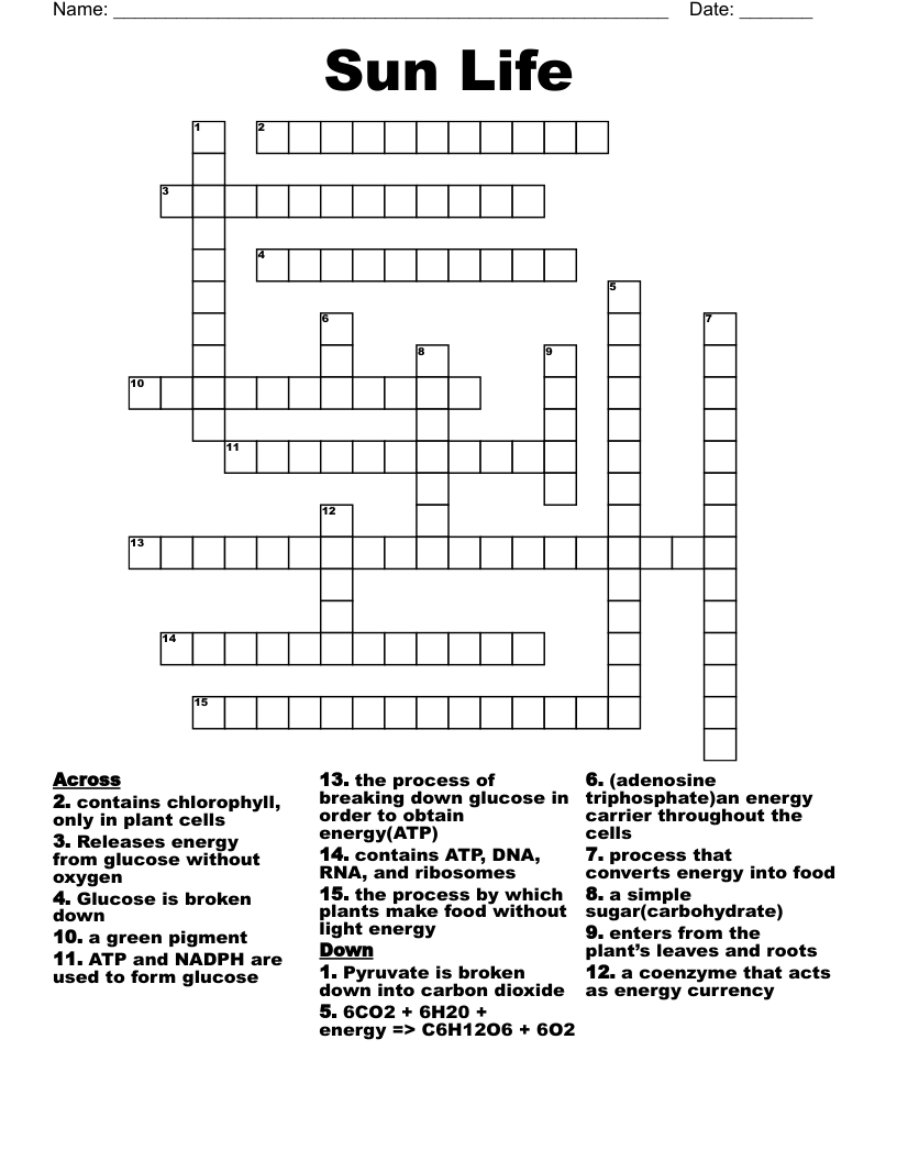 Sun Life Crossword