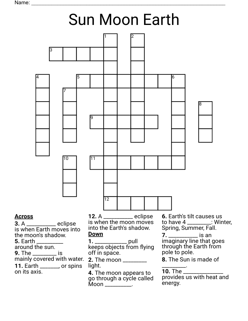 Sun Moon Earth Crossword