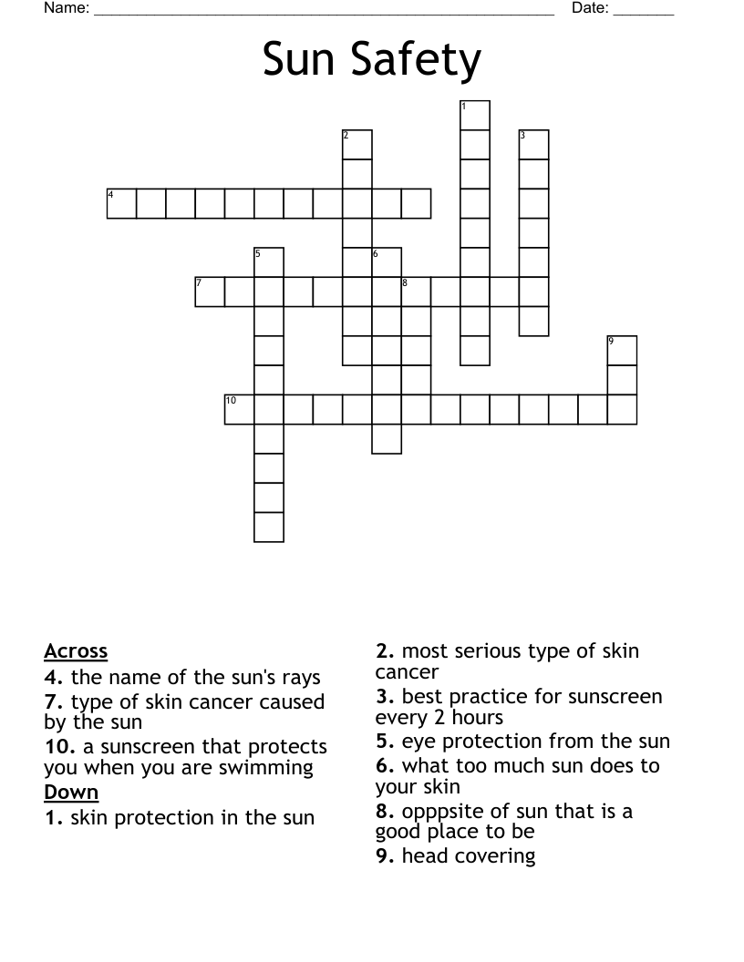 Sun Safety Crossword