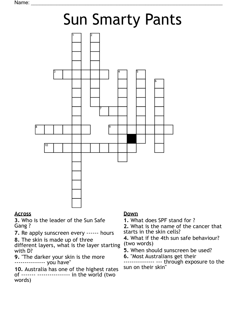 Sun Smarty Pants  Crossword