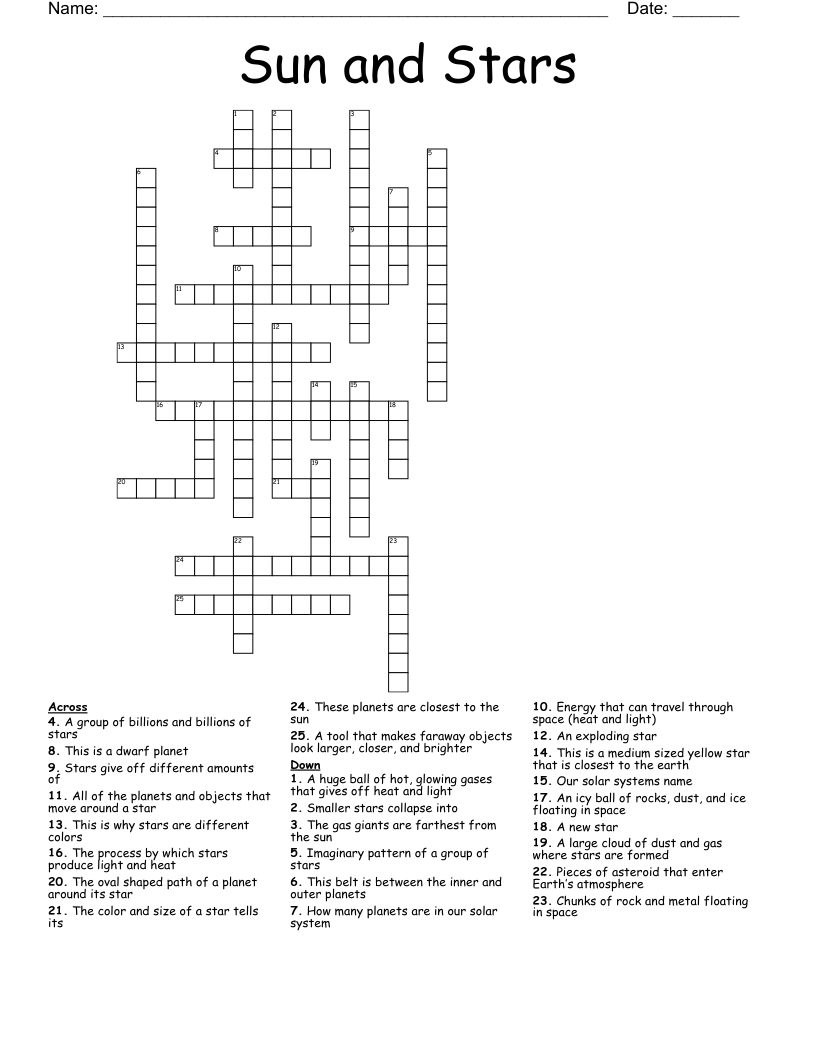 Sun and Stars Crossword