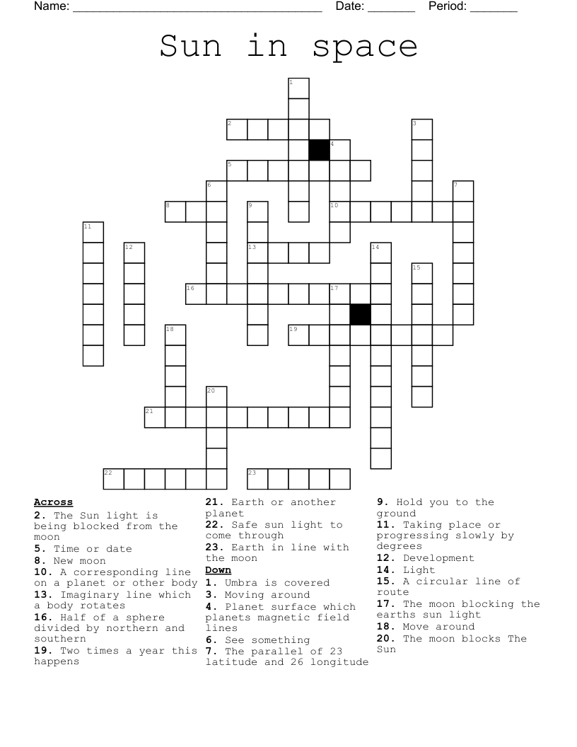 Sun in space Crossword