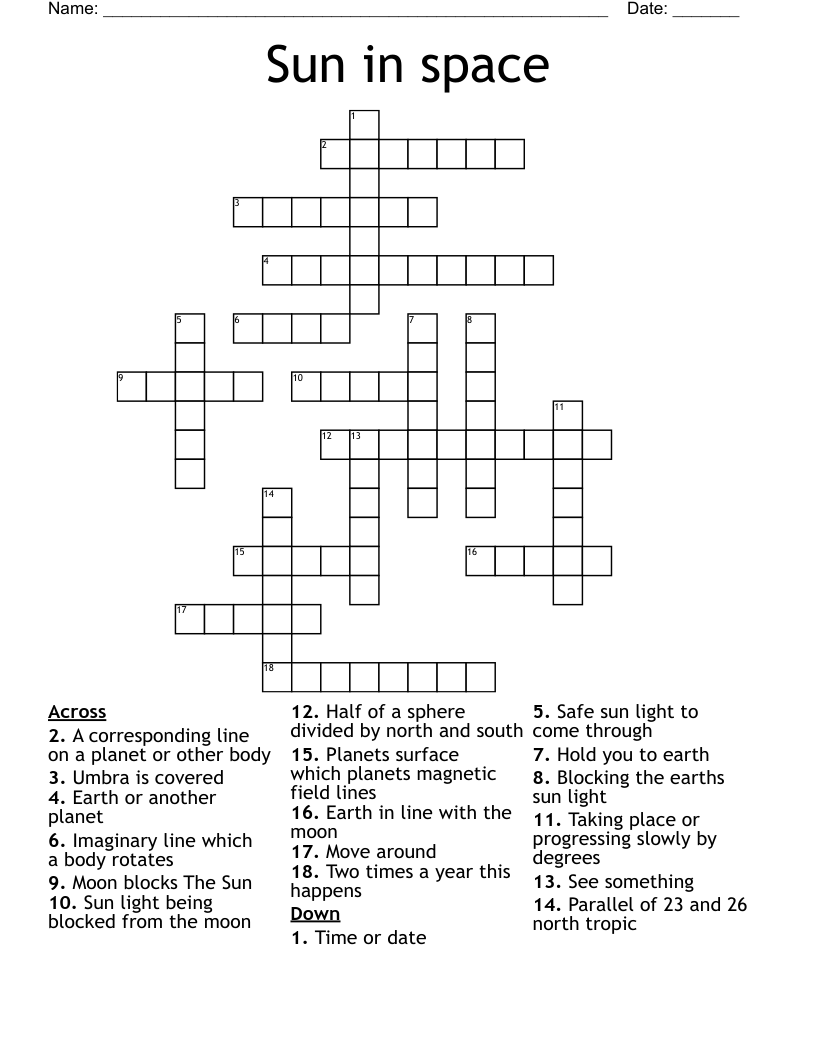 Sun in space  Crossword