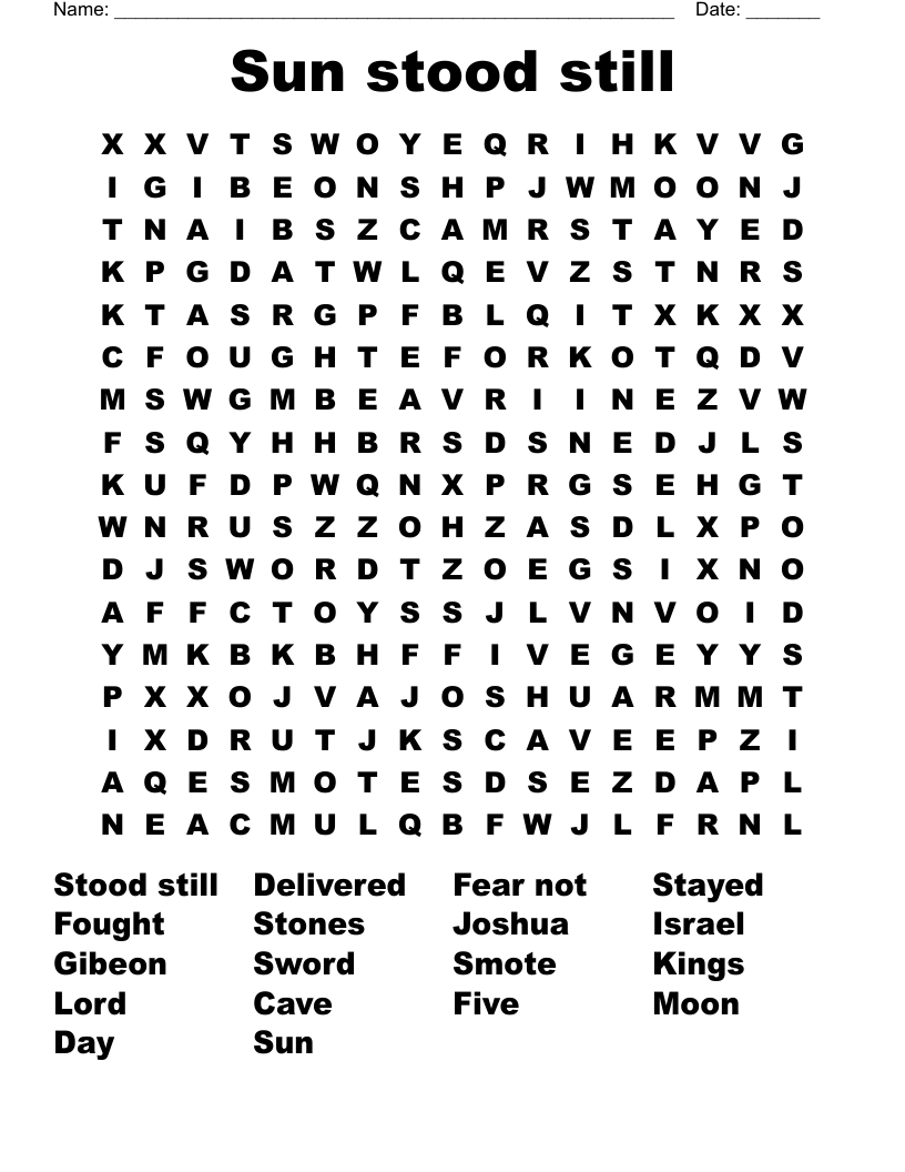 Sun stood still Word Search