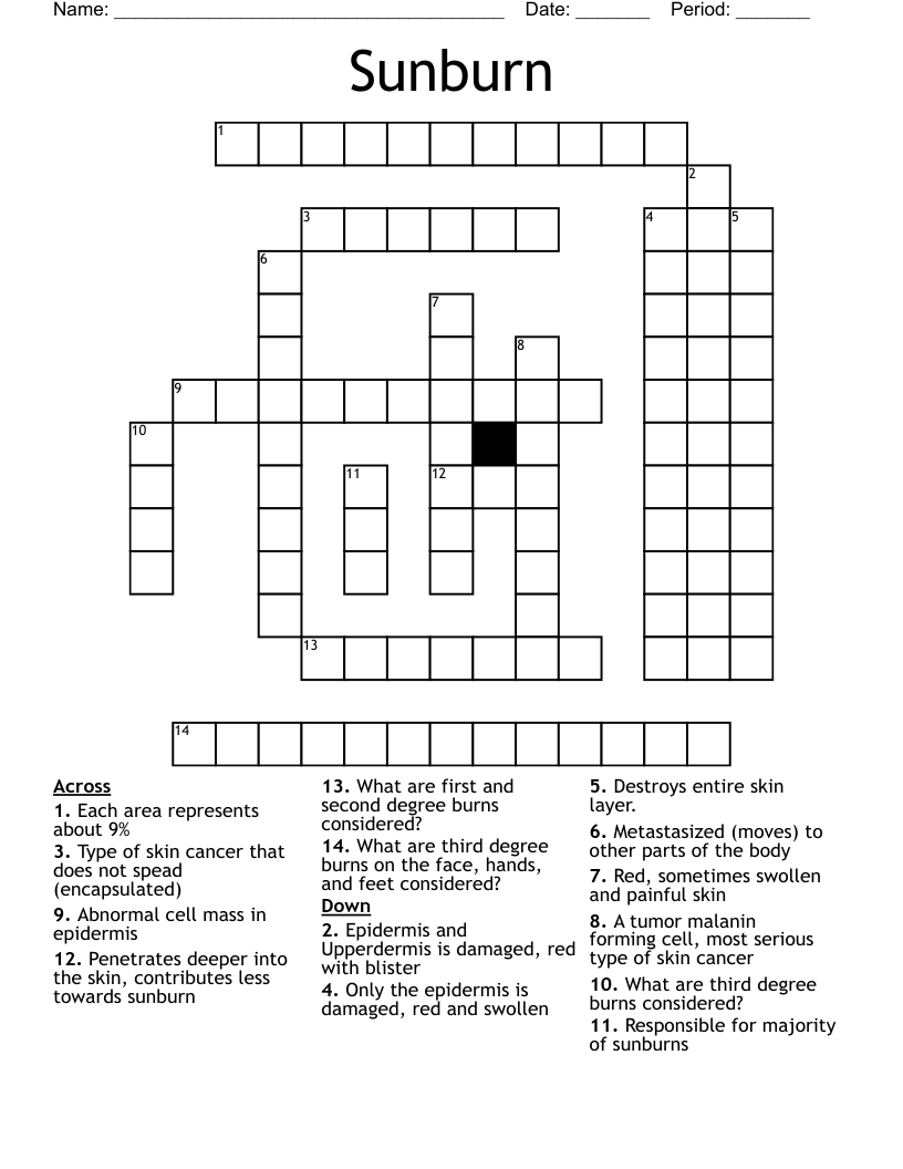 Sunburn Crossword