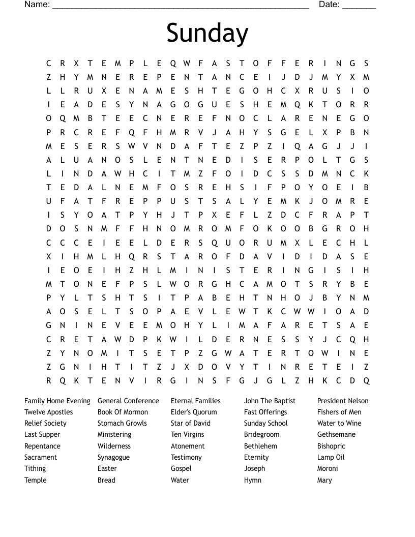 Sunday Word Search