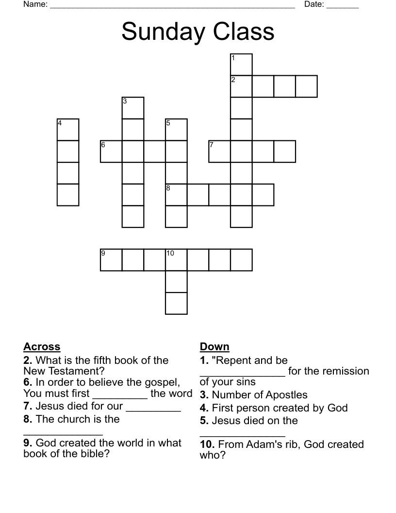 Sunday Class  Crossword