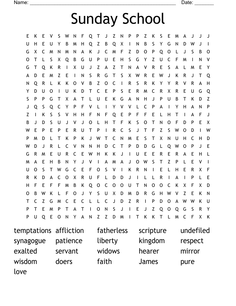 Sunday School Word Search