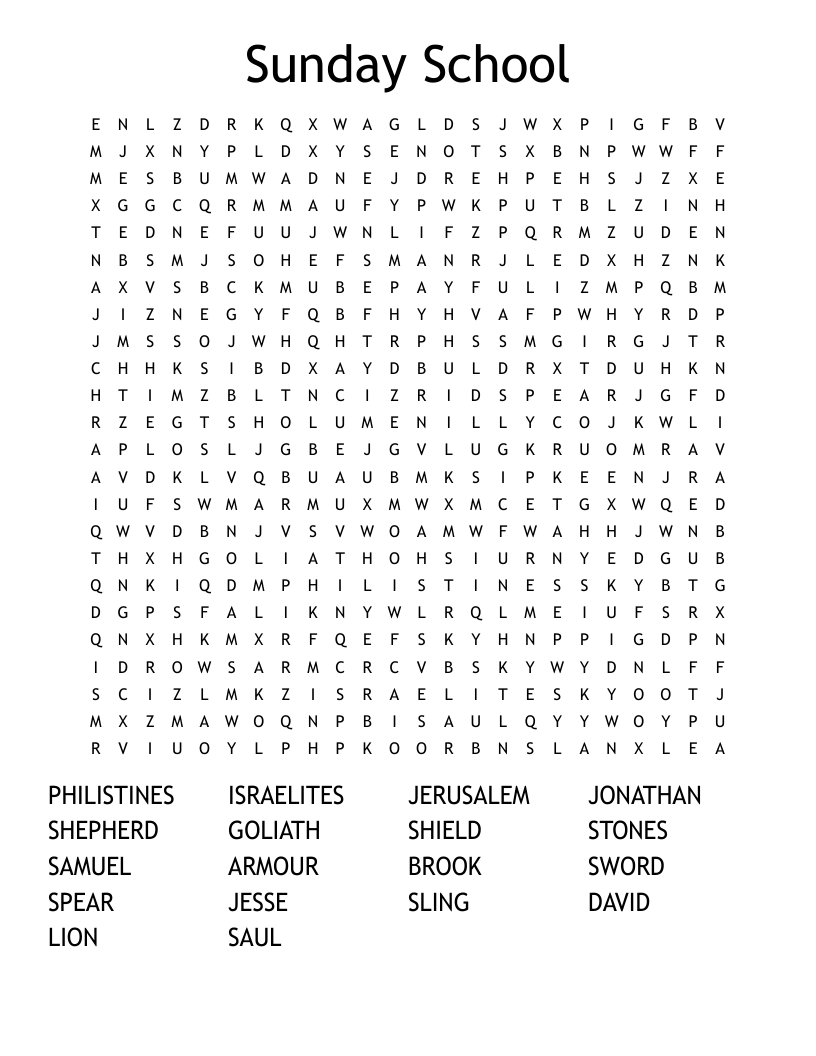 Sunday School Word Search