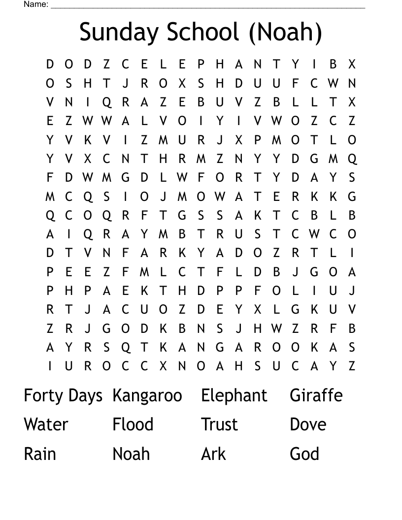 Sunday School (Noah) Word Search